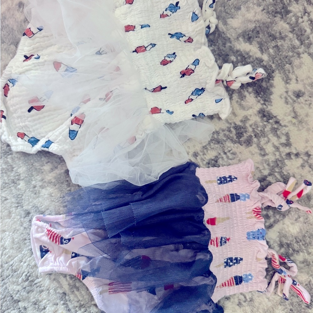 Patriotic Tulle Dress with Pink Printed Top